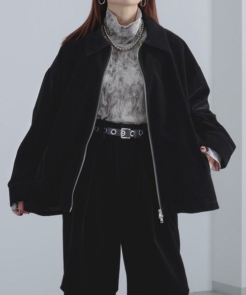 Ellno Loset（エルノロゼット）の「ダブルジップ別珍ブルゾン/セットアップ対応（ブルゾン・メンズ・チャコールグレー/ブラック・LARGE/SMALL/MEDIUM）」の3枚目の写真