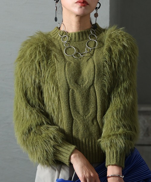 Sawa a la mode（サワアラモード）の「シャギーニット（ニット/セーター・レディース・グリーン/ピンク系その他・FREE）」の2枚目の写真