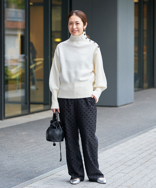 IENA(イエナ)の「ドットジャガードイージーパンツ(その他パンツ・レディース・ブラック/ネイビー・36/38)」の3枚目の写真