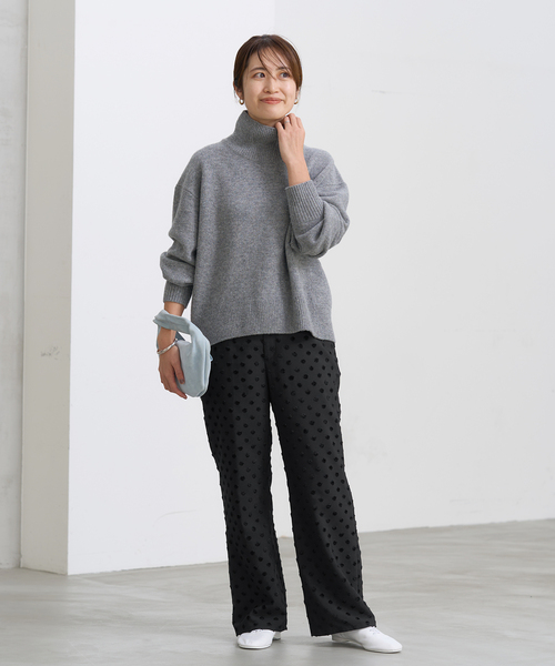 IENA(イエナ)の「ドットジャガードイージーパンツ(その他パンツ・レディース・ブラック/ネイビー・36/38)」の4枚目の写真