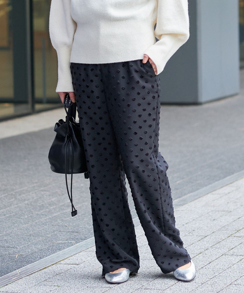 IENA(イエナ)の「ドットジャガードイージーパンツ(その他パンツ・レディース・ブラック/ネイビー・36/38)」の7枚目の写真
