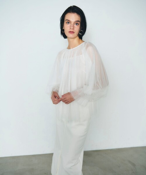 GRACE CONTINENTAL（グレースコンチネンタル）の「チュール2WAYトップ（Tシャツ/カットソー・レディース・ホワイト/ブラック・36）」の14枚目の写真