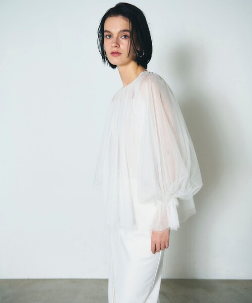 GRACE CONTINENTAL（グレースコンチネンタル）の「チュール2WAYトップ（Tシャツ/カットソー・レディース・ホワイト/ブラック・36）」の13枚目の写真