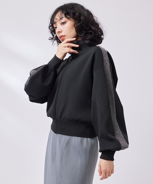 NERGY（ナージー）の「【撥水&UV】ラメラインニットトラックジャケット（その他アウター・レディース・サックスブルー/ブラウン/ブラック・FREE）」の2枚目の写真