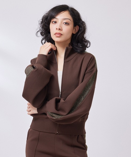 NERGY（ナージー）の「【撥水&UV】ラメラインニットトラックジャケット（その他アウター・レディース・サックスブルー/ブラウン/ブラック・FREE）」の11枚目の写真