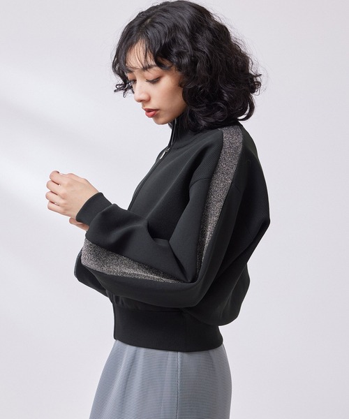 NERGY（ナージー）の「【撥水&UV】ラメラインニットトラックジャケット（その他アウター・レディース・サックスブルー/ブラウン/ブラック・FREE）」の6枚目の写真