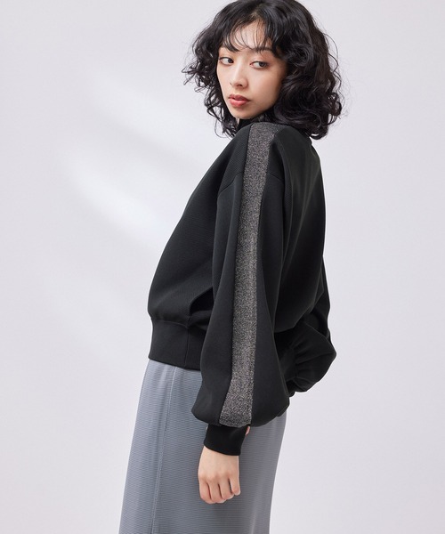 NERGY（ナージー）の「【撥水&UV】ラメラインニットトラックジャケット（その他アウター・レディース・サックスブルー/ブラウン/ブラック・FREE）」の7枚目の写真