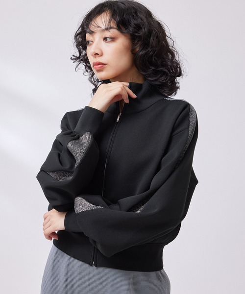 NERGY（ナージー）の「【撥水&UV】ラメラインニットトラックジャケット（その他アウター・レディース・サックスブルー/ブラウン/ブラック・FREE）」の10枚目の写真