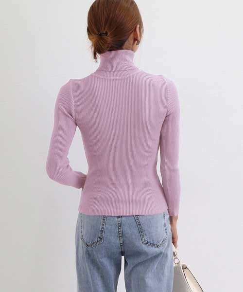 Miniministore(ミニミニストア)の「リブ ニットトップス タートルネック無地(ニット/セーター・レディース・ラベンダー/ダークグリーン/ダークベージュ/ワインレッド/グリーン/ピンク/グレー/ブラック/ホワイト/ベージュ/レッド/ブラウン/イエロー/ブルー/オレンジ・FREE)」の19枚目の写真