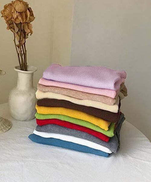 Miniministore(ミニミニストア)の「リブ ニットトップス タートルネック無地(ニット/セーター・レディース・ラベンダー/ダークグリーン/ダークベージュ/ワインレッド/グリーン/ピンク/グレー/ブラック/ホワイト/ベージュ/レッド/ブラウン/イエロー/ブルー/オレンジ・FREE)」の20枚目の写真