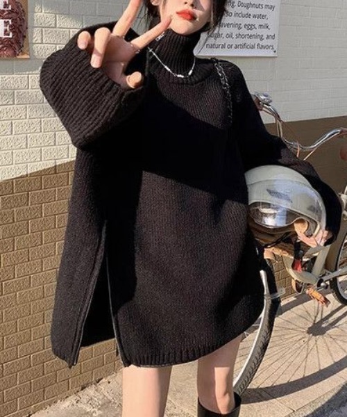 gossip！ロサンゼルス（ゴシップロサンゼルス）の「アシンメトリージップニット（ニット/セーター・レディース・ブラック/ホワイト/グレー・FREE）」の6枚目の写真