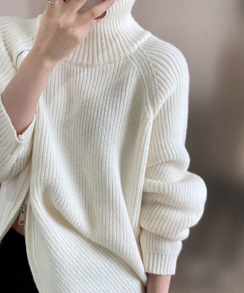 gossip！ロサンゼルス（ゴシップロサンゼルス）の「アシンメトリージップニット（ニット/セーター・レディース・ブラック/ホワイト/グレー・FREE）」の17枚目の写真