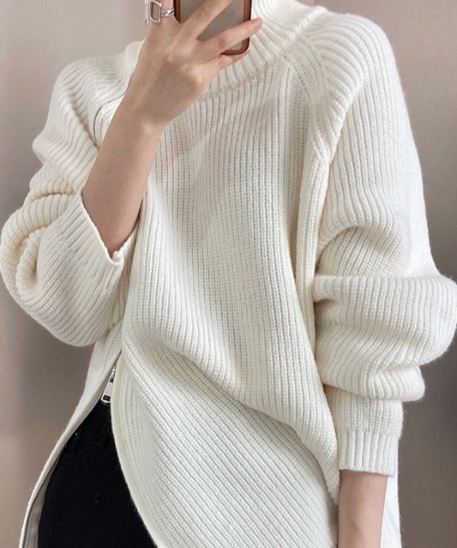 gossip！ロサンゼルス（ゴシップロサンゼルス）の「アシンメトリージップニット（ニット/セーター・レディース・ブラック/ホワイト/グレー・FREE）」の12枚目の写真