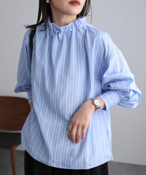 ap retro（アプレトロ）の「パールボタン付きブラウス（シャツ/ブラウス・レディース・ネイビー/ブラック/ブルー/オフホワイト・FREE）」の22枚目の写真