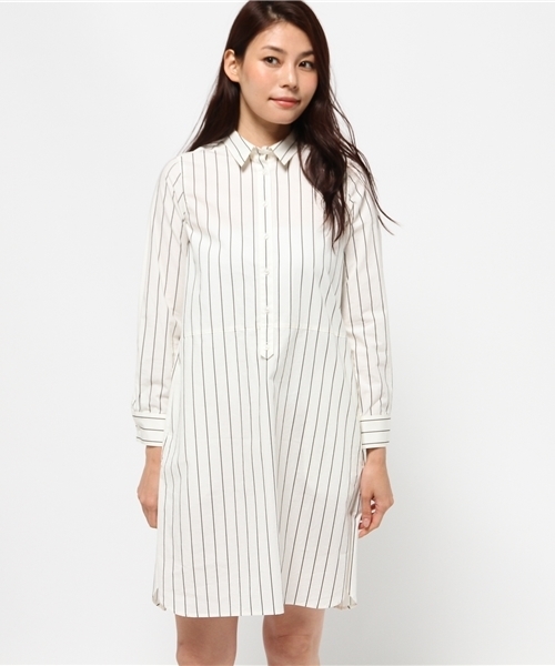 BEAMS LIGHTS Women's（ビームスライツ ウィメンズ）の「【MORE 1月号 掲載】BEAMS LIGHTS / ウォッシャブル タイプライター シャツワンピース（ワンピース・レディース・オフホワイト/オリーブ/ネイビー・36/38）」の2枚目の写真