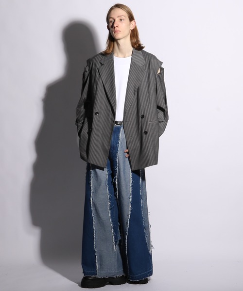 HARE（ハレ）の「【SET UP対応】カットアウトベルトジャケット(HARE)（テーラードジャケット・メンズ・グレー系その他/ブラック・SMALL/MEDIUM）」の13枚目の写真