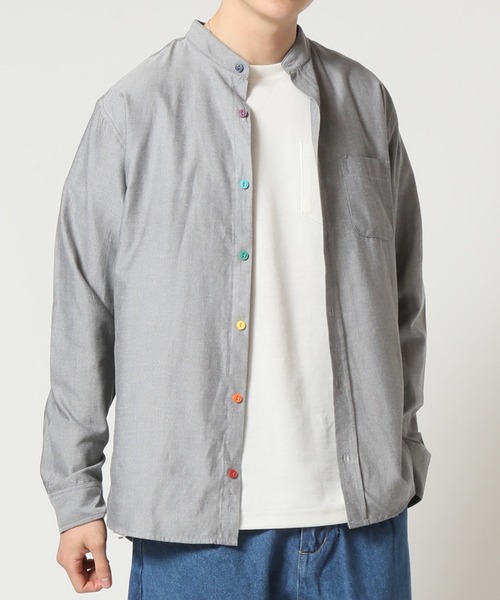 ARCADE(アーケード)の「秋 バンドカラー オックスフォードシャツ/選べるマルチ釦&ノーマル釦 GELEONE(シャツ/ブラウス・メンズ・サックスブルー系2/ネイビー/ホワイト/ネイビー系2/グレー/グレー系2/ホワイト系2/サックスブルー・M/L/LL)」の5枚目の写真