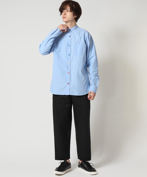 ARCADE(アーケード)の「秋 バンドカラー オックスフォードシャツ/選べるマルチ釦&ノーマル釦 GELEONE(シャツ/ブラウス・メンズ・サックスブルー系2/ネイビー/ホワイト/ネイビー系2/グレー/グレー系2/ホワイト系2/サックスブルー・M/L/LL)」の15枚目の写真