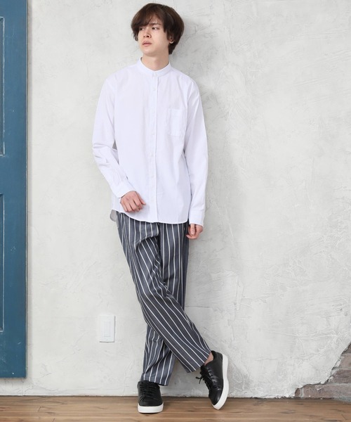 ARCADE(アーケード)の「秋 バンドカラー オックスフォードシャツ/選べるマルチ釦&ノーマル釦 GELEONE(シャツ/ブラウス・メンズ・サックスブルー系2/ネイビー/ホワイト/ネイビー系2/グレー/グレー系2/ホワイト系2/サックスブルー・M/L/LL)」の20枚目の写真