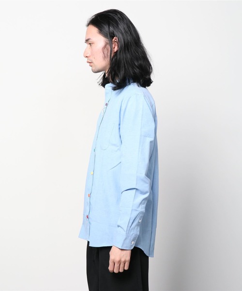 ARCADE(アーケード)の「秋 バンドカラー オックスフォードシャツ/選べるマルチ釦&ノーマル釦 GELEONE(シャツ/ブラウス・メンズ・サックスブルー系2/ネイビー/ホワイト/ネイビー系2/グレー/グレー系2/ホワイト系2/サックスブルー・M/L/LL)」の10枚目の写真