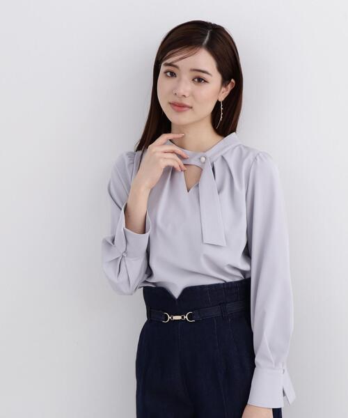 PROPORTION BODY DRESSING（プロポーションボディドレッシング）の「スタンドボウタイブラウス / 1214110306（シャツ/ブラウス・レディース・ネイビー/ホワイト系その他/グレー・SMALL/MEDIUM）」の6枚目の写真