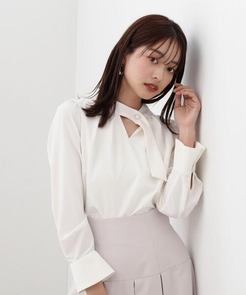 PROPORTION BODY DRESSING（プロポーションボディドレッシング）の「スタンドボウタイブラウス / 1214110306（シャツ/ブラウス・レディース・ネイビー/ホワイト系その他/グレー・SMALL/MEDIUM）」の12枚目の写真