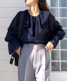 Q | ラッフルカラーブラウス(シャツ/ブラウス)