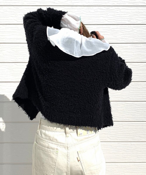 Q（キュー）の「ラッフルカラーブラウス（シャツ/ブラウス・レディース・ホワイト/ネイビー・MEDIUM）」の14枚目の写真