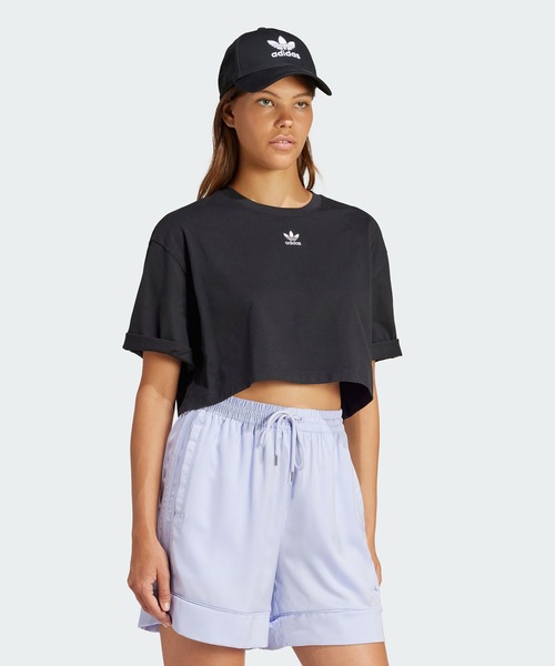 adidas(アディダス)の「エッセンシャルズ クロップトップ / アディダスオリジナルス adidas Originals(Tシャツ/カットソー・レディース・ブラック/オレンジ・LARGE/MEDIUM/XX-LARGE/X-LARGE/SMALL/X-SMALL)」の6枚目の写真