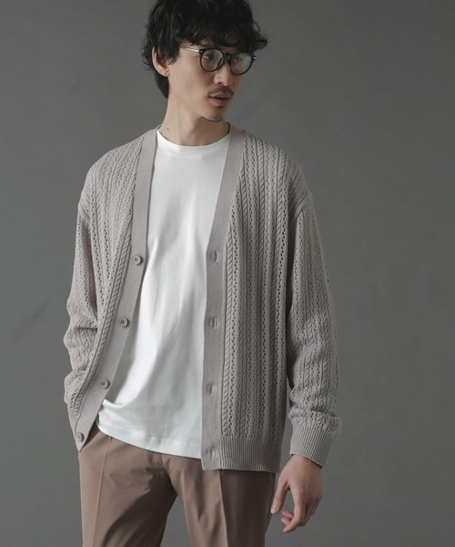 NANO universe（ナノユニバース）の「透かし編みカーディガン（カーディガン/ボレロ・メンズ・ブラック/ブルー/グレー・M/L）」の2枚目の写真