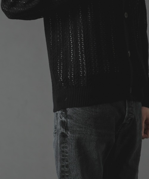 NANO universe（ナノユニバース）の「透かし編みカーディガン（カーディガン/ボレロ・メンズ・ブラック/ブルー/グレー・M/L）」の5枚目の写真