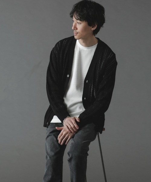 NANO universe（ナノユニバース）の「透かし編みカーディガン（カーディガン/ボレロ・メンズ・ブラック/ブルー/グレー・M/L）」の13枚目の写真