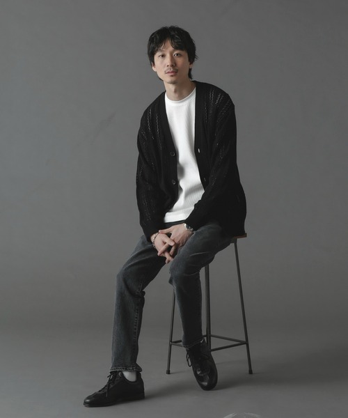 NANO universe（ナノユニバース）の「透かし編みカーディガン（カーディガン/ボレロ・メンズ・ブラック/ブルー/グレー・M/L）」の15枚目の写真