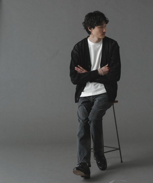 NANO universe（ナノユニバース）の「透かし編みカーディガン（カーディガン/ボレロ・メンズ・ブラック/ブルー/グレー・M/L）」の16枚目の写真