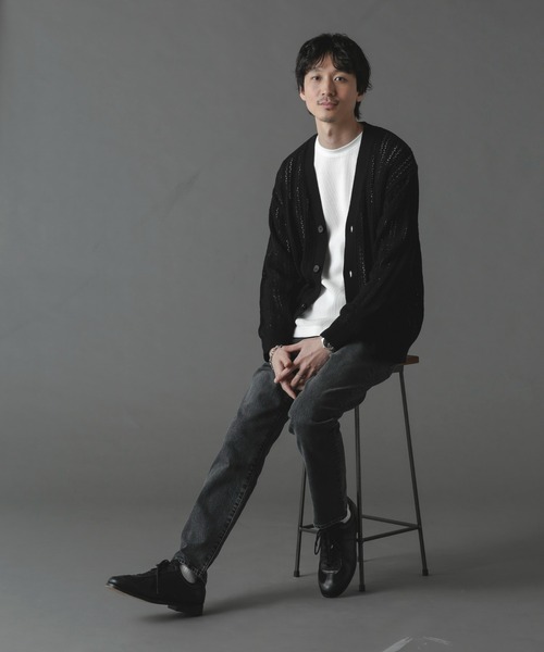 NANO universe（ナノユニバース）の「透かし編みカーディガン（カーディガン/ボレロ・メンズ・ブラック/ブルー/グレー・M/L）」の17枚目の写真