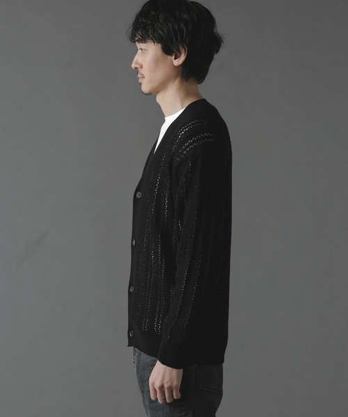 NANO universe（ナノユニバース）の「透かし編みカーディガン（カーディガン/ボレロ・メンズ・ブラック/ブルー/グレー・M/L）」の9枚目の写真