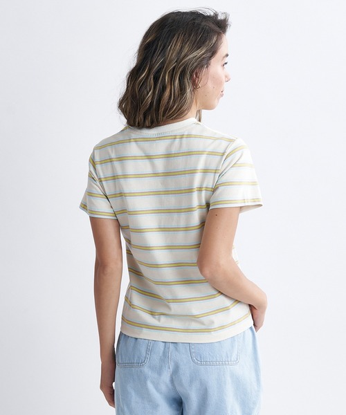 ROXY(ロキシー)の「GIRLS TALK/ロキシーボーダー半袖Tシャツ(Tシャツ/カットソー・レディース・ベージュ/ミント・LARGE/MEDIUM/SMALL)」の3枚目の写真