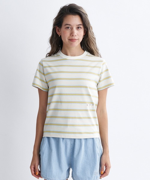 ROXY(ロキシー)の「GIRLS TALK/ロキシーボーダー半袖Tシャツ(Tシャツ/カットソー・レディース・ベージュ/ミント・LARGE/MEDIUM/SMALL)」の5枚目の写真