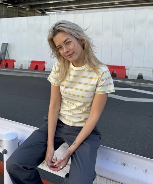 ROXY(ロキシー)の「GIRLS TALK/ロキシーボーダー半袖Tシャツ(Tシャツ/カットソー・レディース・ベージュ/ミント・LARGE/MEDIUM/SMALL)」の16枚目の写真
