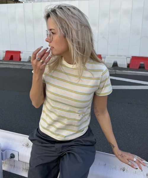 ROXY(ロキシー)の「GIRLS TALK/ロキシーボーダー半袖Tシャツ(Tシャツ/カットソー・レディース・ベージュ/ミント・LARGE/MEDIUM/SMALL)」の17枚目の写真
