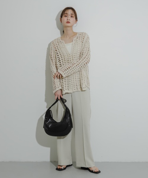 SENSE OF PLACE by URBAN RESEARCH（センスオブプレイスバイアーバンリサーチ）の「2WAYハーフムーンバッグ（ショルダーバッグ・レディース・ブラック/オフホワイト/ブラウン・ONE）」の5枚目の写真