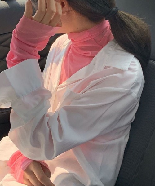 Per sist ence（パーシエンス）の「シアーメロウハイネックカットソー/袖ギャザーデザイン（Tシャツ/カットソー・レディース・ホワイト/ピンク/ブラック/ブルーグレー/ライトグリーン・FREE）」の11枚目の写真