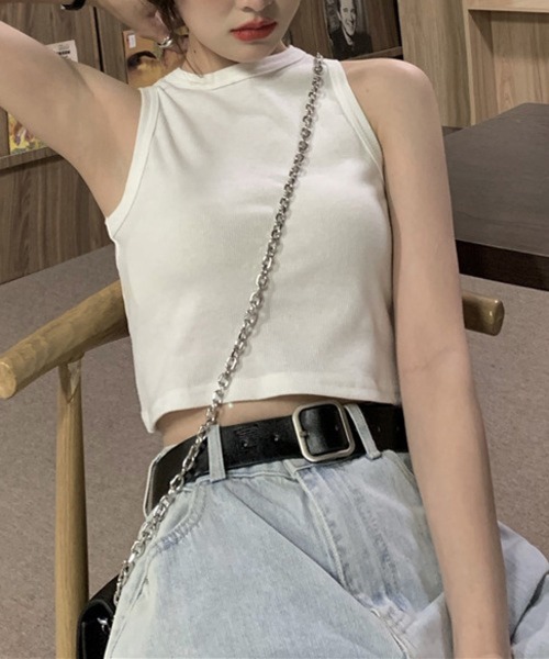 HALEY PESCA(ヘーリーペスカ)の「HALEY PESCA/ショート丈 カジュアルタンクトップ(Tシャツ/カットソー・レディース・ベージュ/ホワイト/ブラック・MEDIUM/SMALL/LARGE)」の7枚目の写真