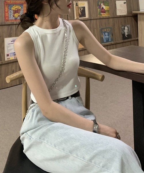 HALEY PESCA(ヘーリーペスカ)の「HALEY PESCA/ショート丈 カジュアルタンクトップ(Tシャツ/カットソー・レディース・ベージュ/ホワイト/ブラック・MEDIUM/SMALL/LARGE)」の9枚目の写真