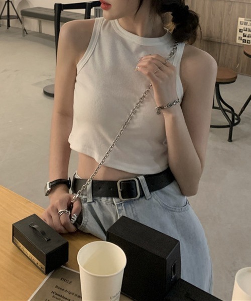 HALEY PESCA(ヘーリーペスカ)の「HALEY PESCA/ショート丈 カジュアルタンクトップ(Tシャツ/カットソー・レディース・ベージュ/ホワイト/ブラック・MEDIUM/SMALL/LARGE)」の10枚目の写真