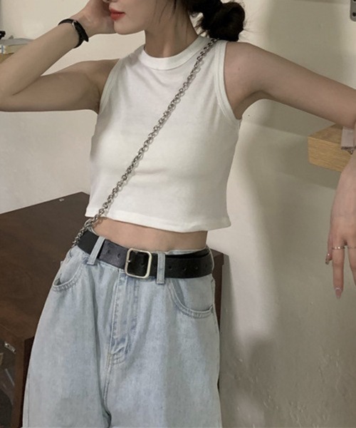 HALEY PESCA(ヘーリーペスカ)の「HALEY PESCA/ショート丈 カジュアルタンクトップ(Tシャツ/カットソー・レディース・ベージュ/ホワイト/ブラック・MEDIUM/SMALL/LARGE)」の11枚目の写真