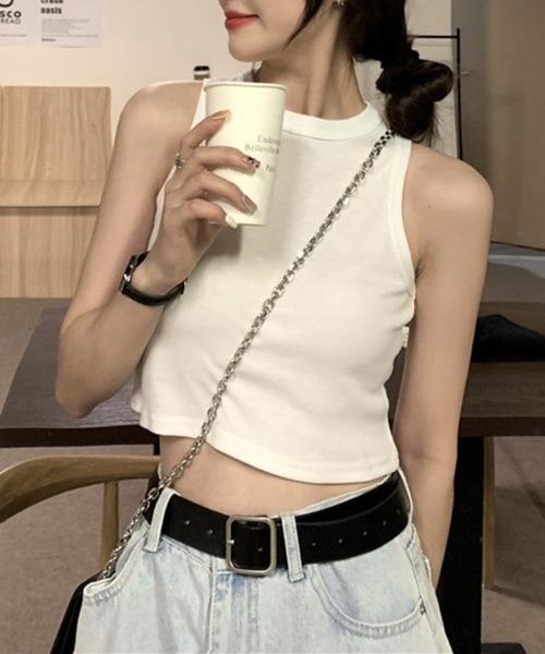 HALEY PESCA(ヘーリーペスカ)の「HALEY PESCA/ショート丈 カジュアルタンクトップ(Tシャツ/カットソー・レディース・ベージュ/ホワイト/ブラック・MEDIUM/SMALL/LARGE)」の12枚目の写真