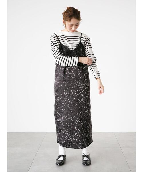 Lugnoncure（ルノンキュール）の「柄アソートサテンキャミワンピース（ワンピース・レディース・オフホワイト/カーキ/ブラック・F）」の2枚目の写真