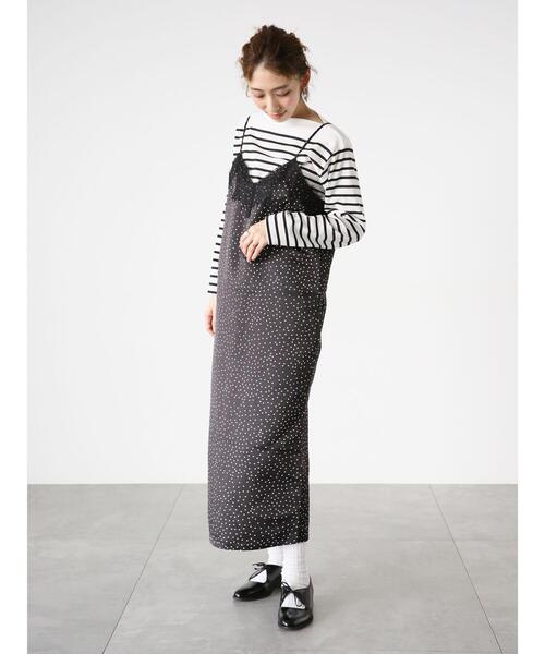 Lugnoncure（ルノンキュール）の「柄アソートサテンキャミワンピース（ワンピース・レディース・オフホワイト/カーキ/ブラック・F）」の10枚目の写真