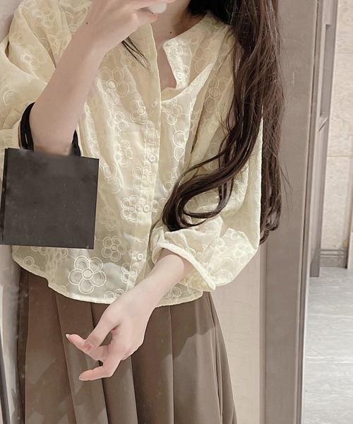 Miniministore(ミニミニストア)の「花柄刺しゅうレース ブラウス レディース(シャツ/ブラウス・レディース・ベージュ・FREE)」の5枚目の写真